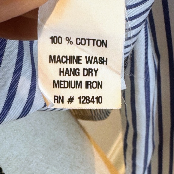 Ann Mashburn Like-New- Small- navy and white striped Boyfriend button down shirt - Picture 8 of 9